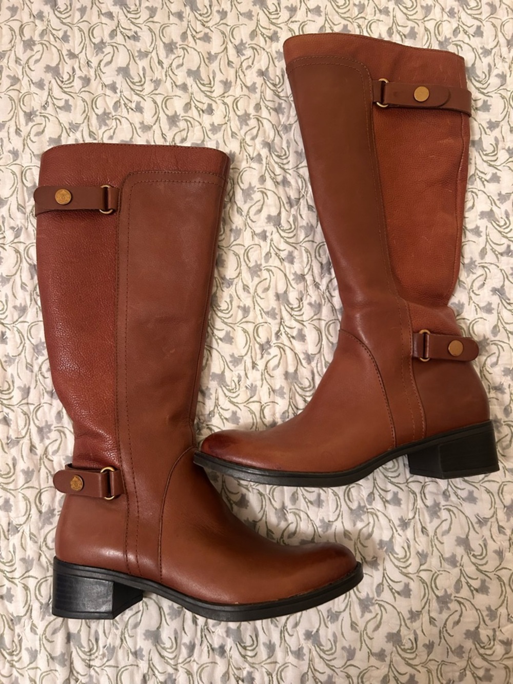Franco Sarto Tall Leather Riding Boots - Chestnut Brown